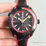 Swiss Replica Omega Seamaster Planet Ocean Deep Black GMT Ceramic & Red Watch